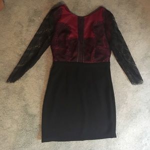 Maroon lace sleeve dress