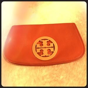 Tory Burch Classic Brown Leather Clutch Purse
