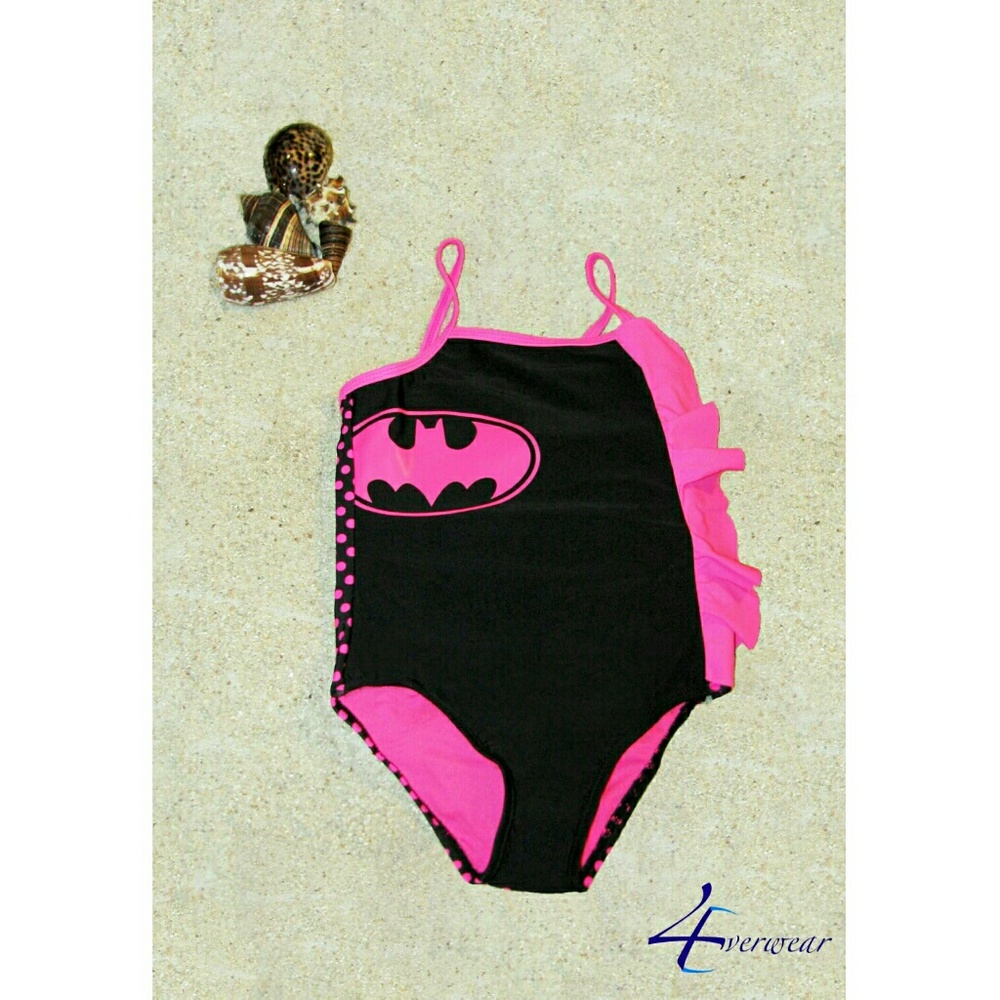 BATGIRL GIRLS' CASCADE RUFFLE ONE PIECE