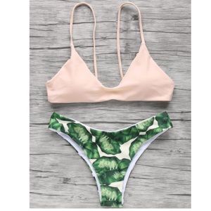 Zaful Spaghetti straps Palm Tree Bikini 🌴👙