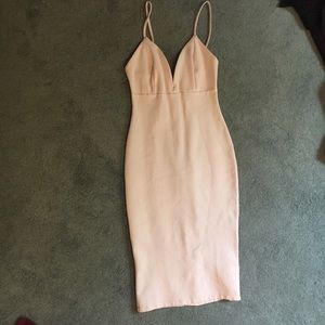 Light pink fitted midi dress