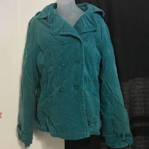 Corduroy teal pea coat style