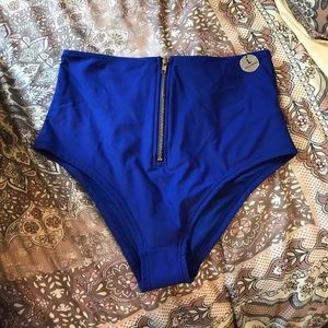 High waisted zipper bathing suit bottoms