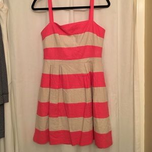 LOFT Pink and Tan Striped Dress