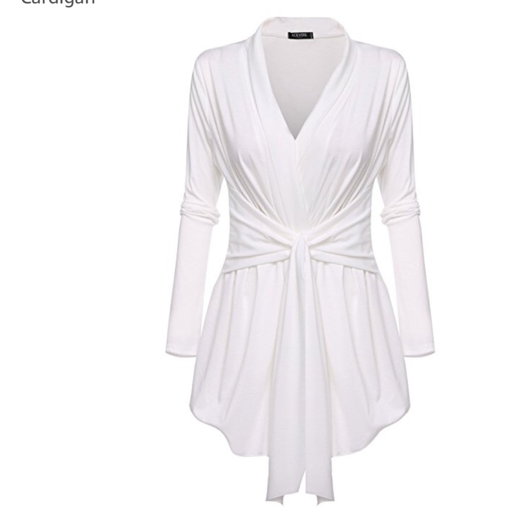 White front tie cardigan