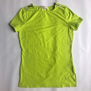 Michael Kors: Shoulder Zip, Bright Green Top