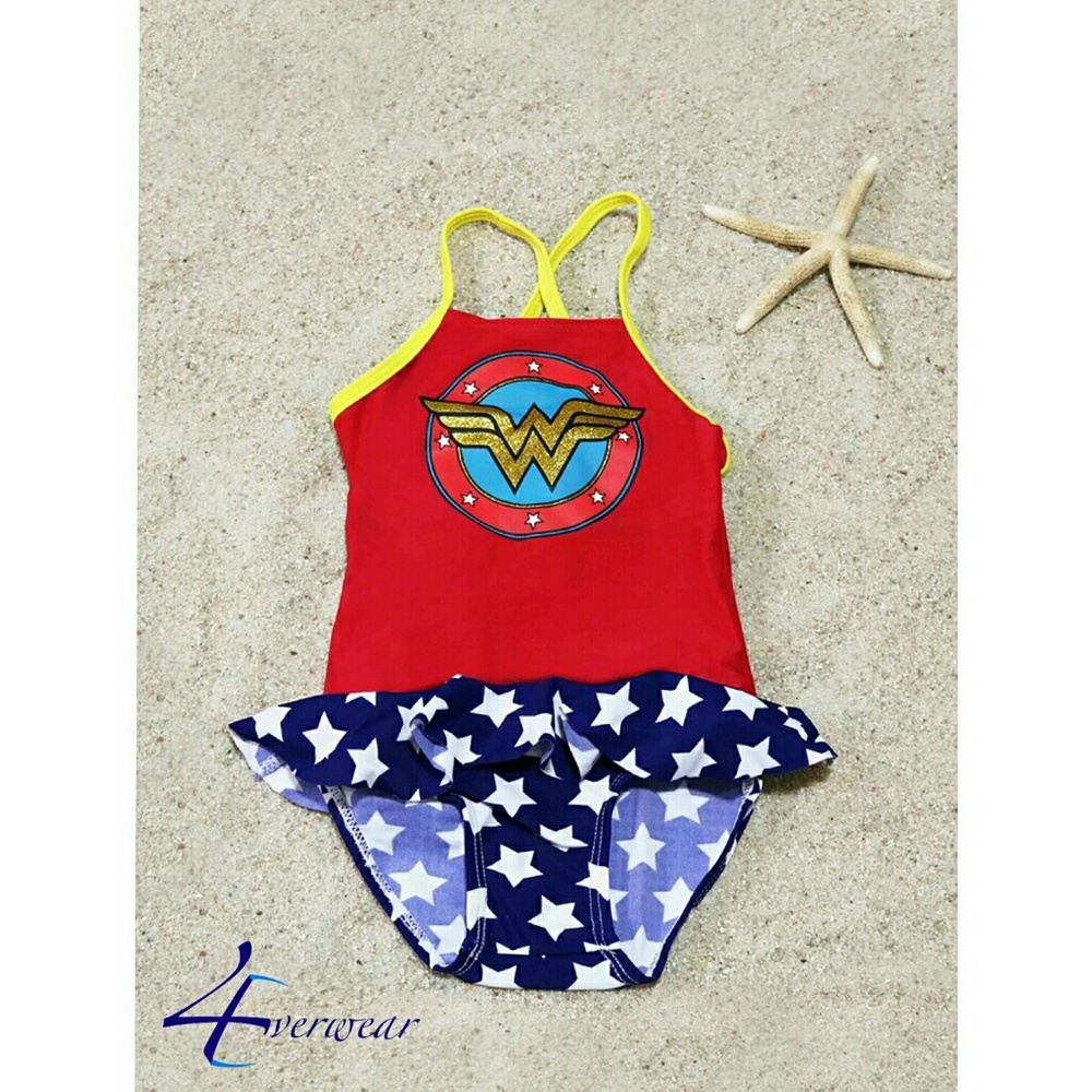 WONDER WOMAN GIRLS' SKIRTED ONE PIECE SWIMWEAR