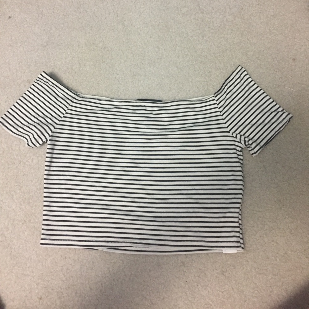 Forever 21 Striped Off The Shoulder Crop Top