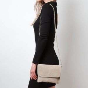 Suede/ Leather Crossbody Bag