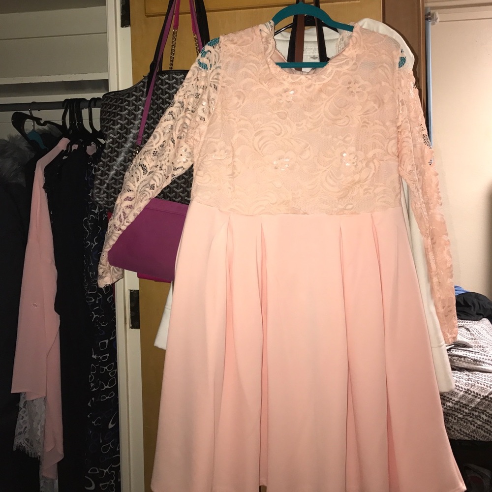 Plus size Pale Pink Lace Dress