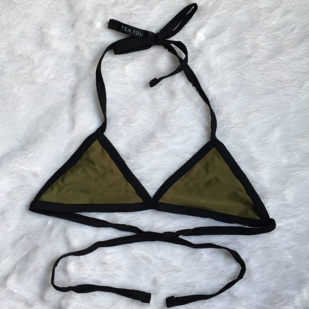 NEW Bikini Top - Olive with Black Outline