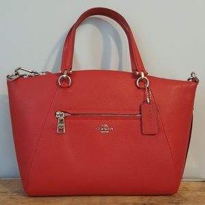 COACH Prairie Satchel in Red Pebble Leather