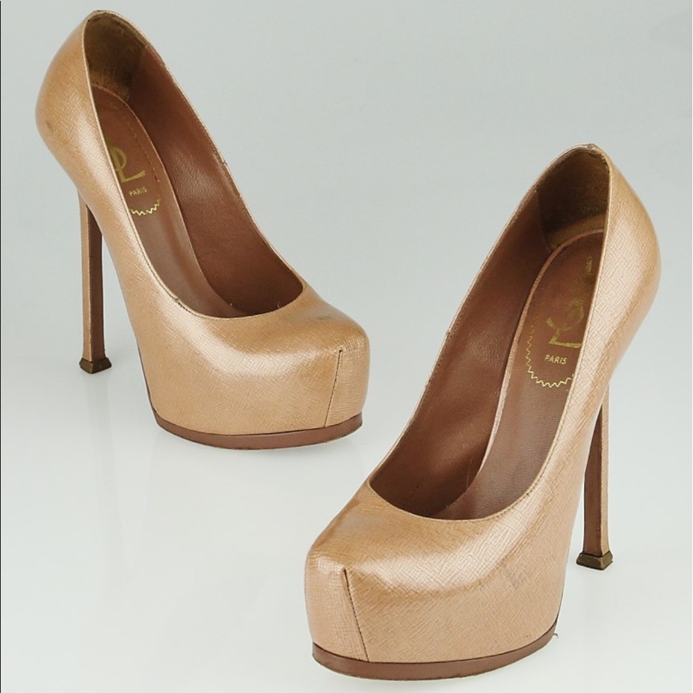 YSL Tribute 105 Pumps in Light Seppia