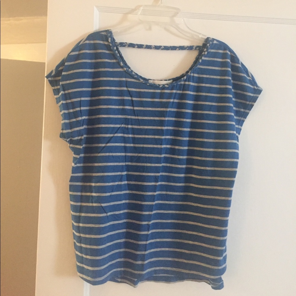 Blue and grey short sleeve shirt