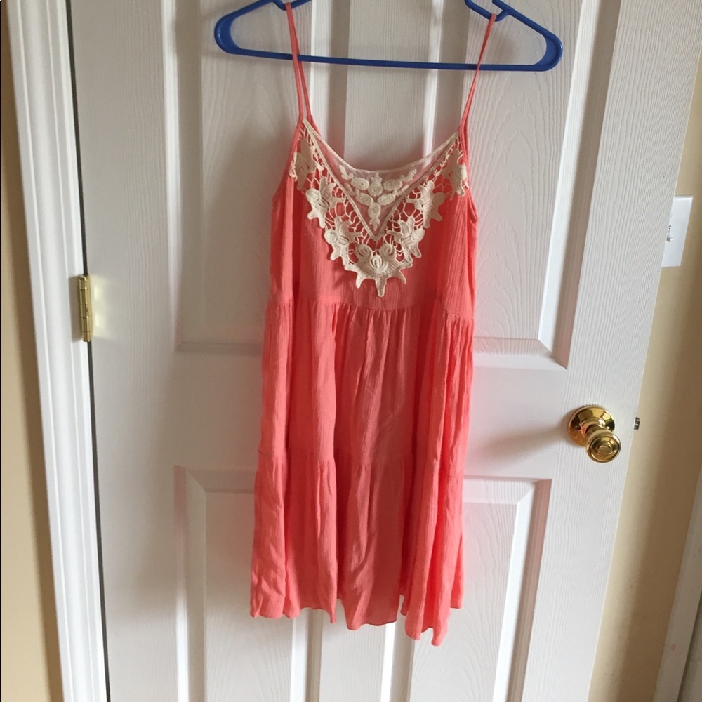MUTED ORANGE SPAGHETTI STRAPPED DRESS