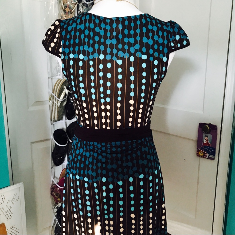 Brown and Blue Wrap Dress size small - Picture 4 of 5