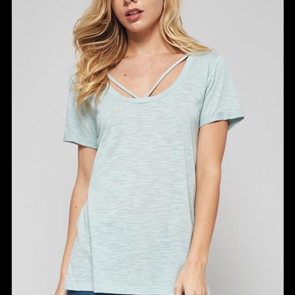 Strap front accent top