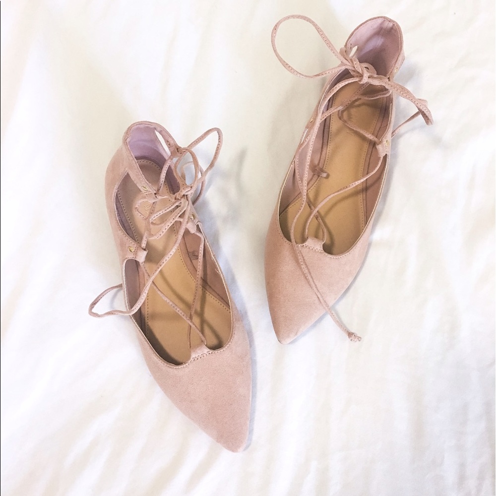 Suede Lace Up Flats