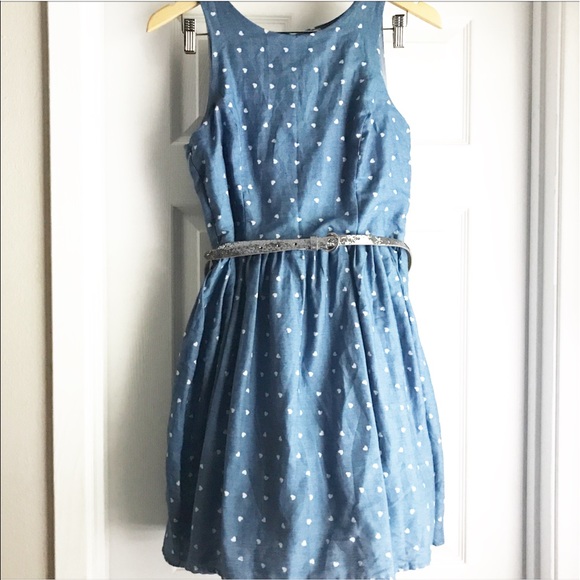 RnB Dresses & Skirts - Chambray Heart Polka Dot & Tulle Underlay Dress