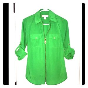 EUC Michael Michael Kors xs zip up blouse gold