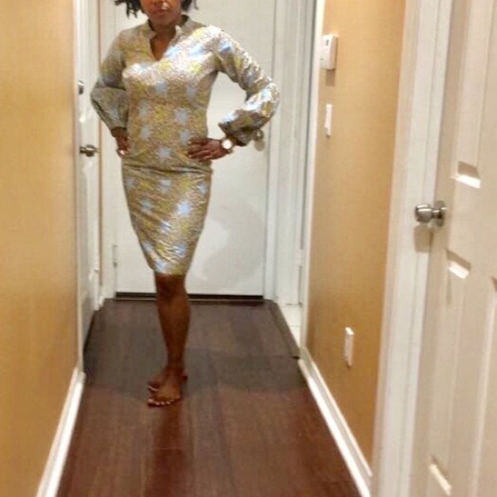 Ankara balloon sleeve dress sz 6