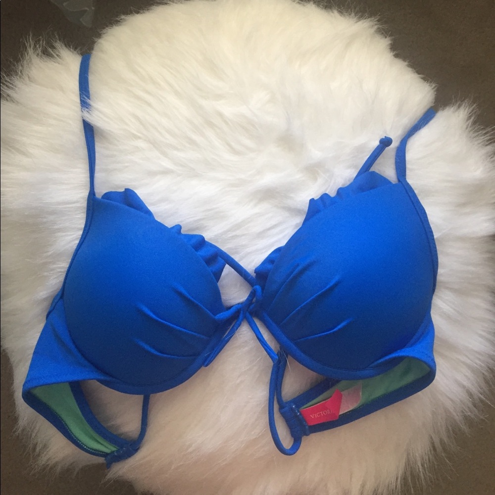 👙VS ruffle blue bikini top💙
