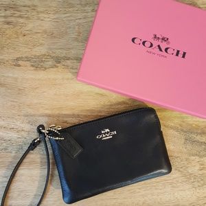 COACH Black Leather Wristlet