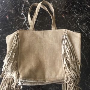 Large fringed tote bag