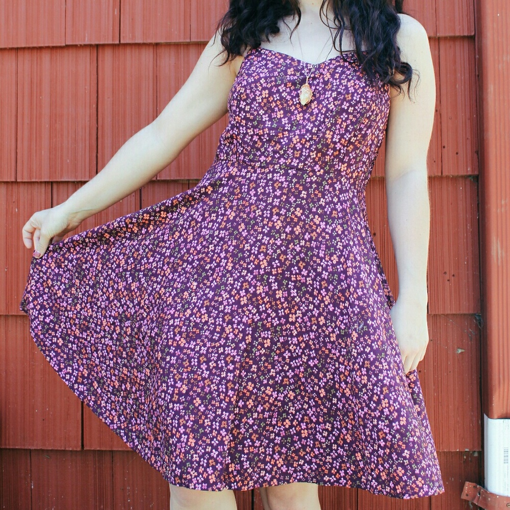 Old Navy Burgundy Floral Sun Dress