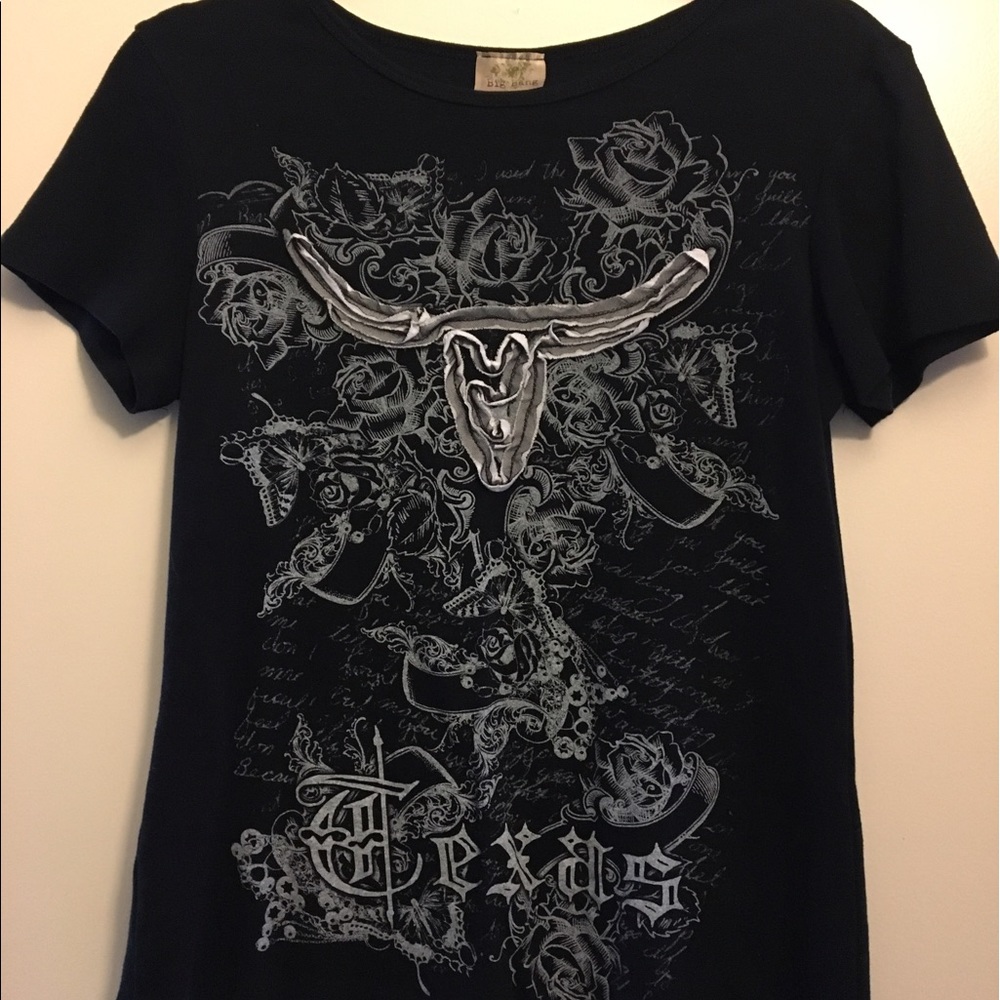 Woman's Black Decorative T-shirt, Medium Size