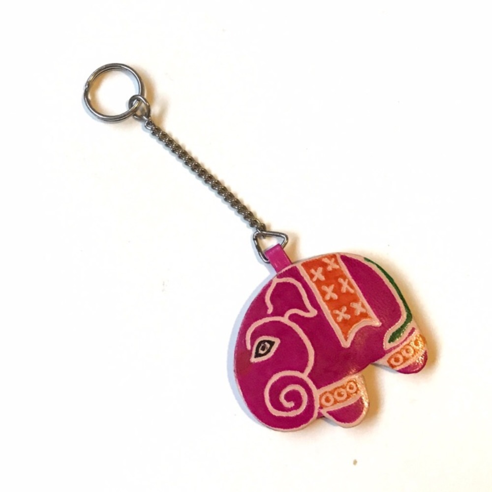 Boho Cruelty Free Leather Elephant Keychain