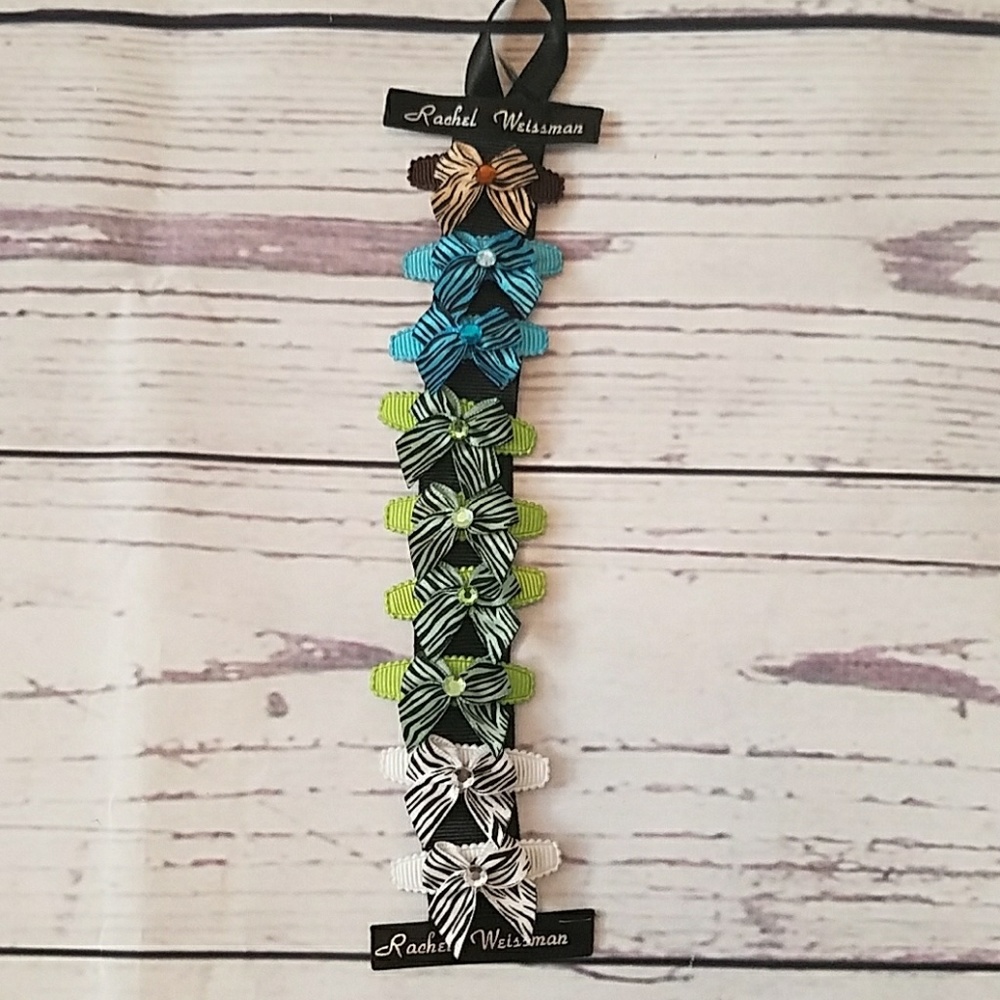 Rachel Weissman hair clips w/ holder set of 9