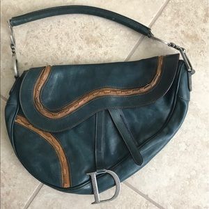 Authentic Dior Saddle Bag Blue Leather EUC
