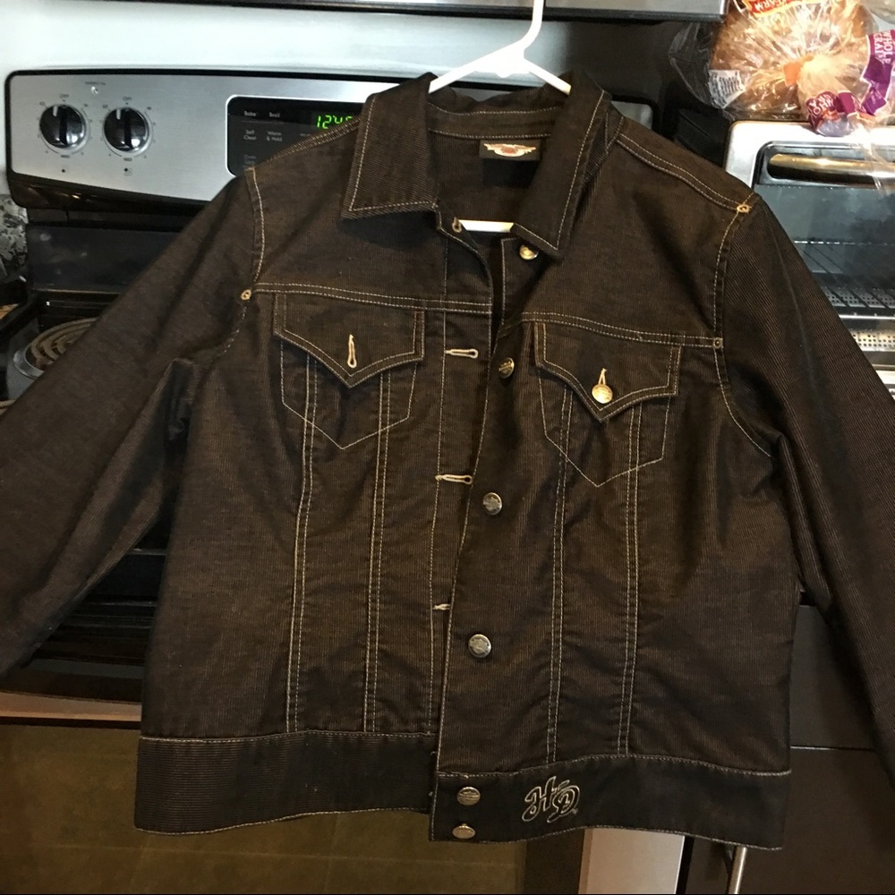 Harley Davidson Black Corduroy Jean Jacket