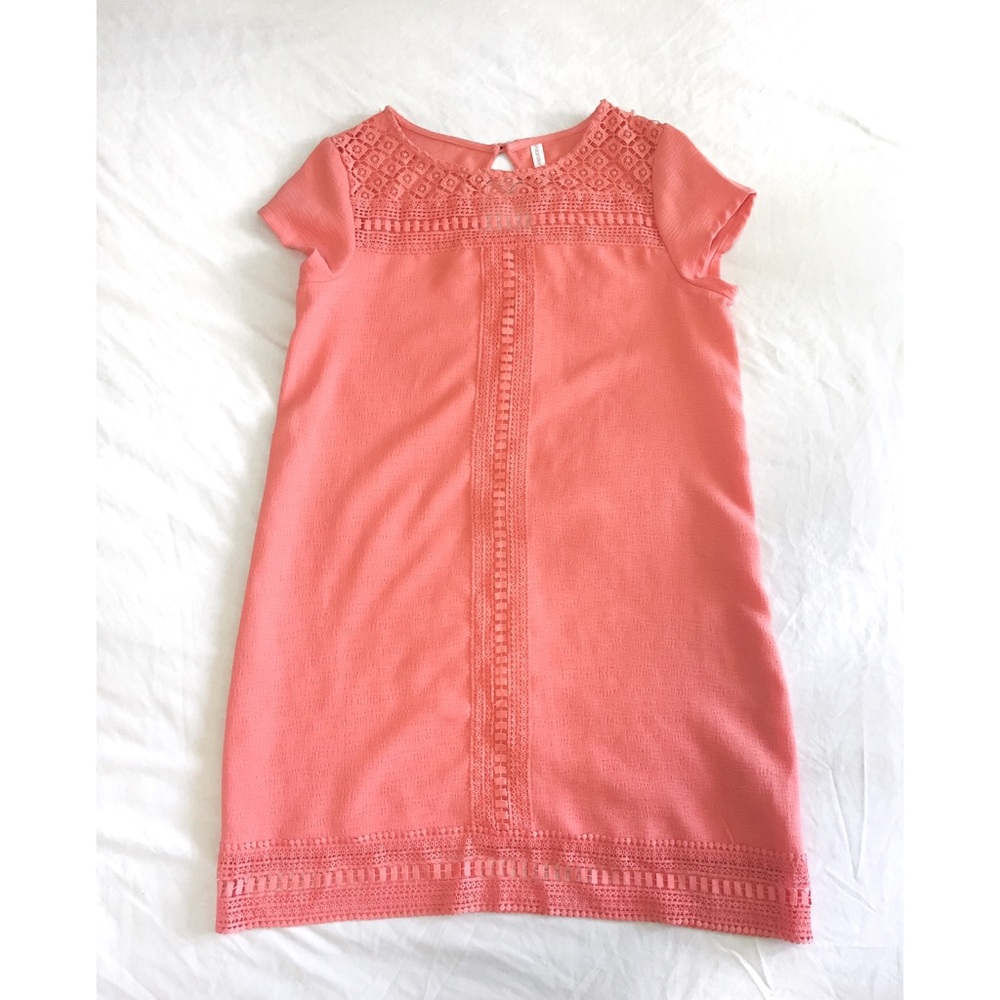 Short Sleeved, Knee Length Dress with Lace