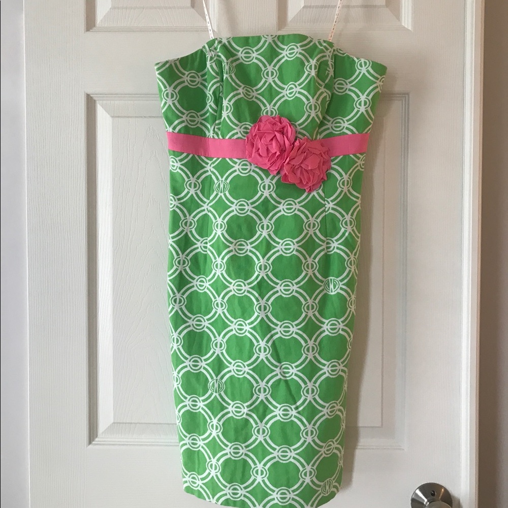LILLY PULITZER green strapless dress
