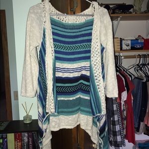 Blue and Tan Cardigan Sweater