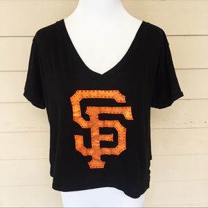 🆑 Short Sleeve Graphic Crop Top  With Rhinestones