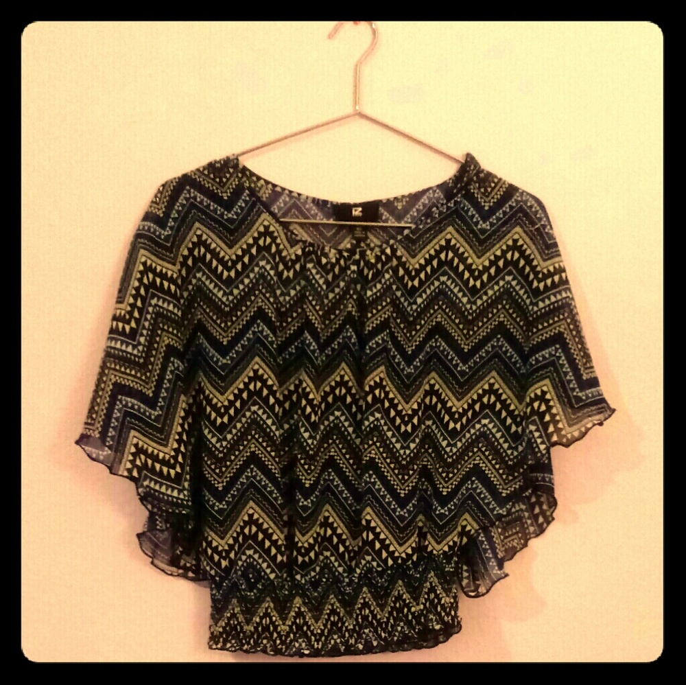 Chevron Black n Blue Blouse