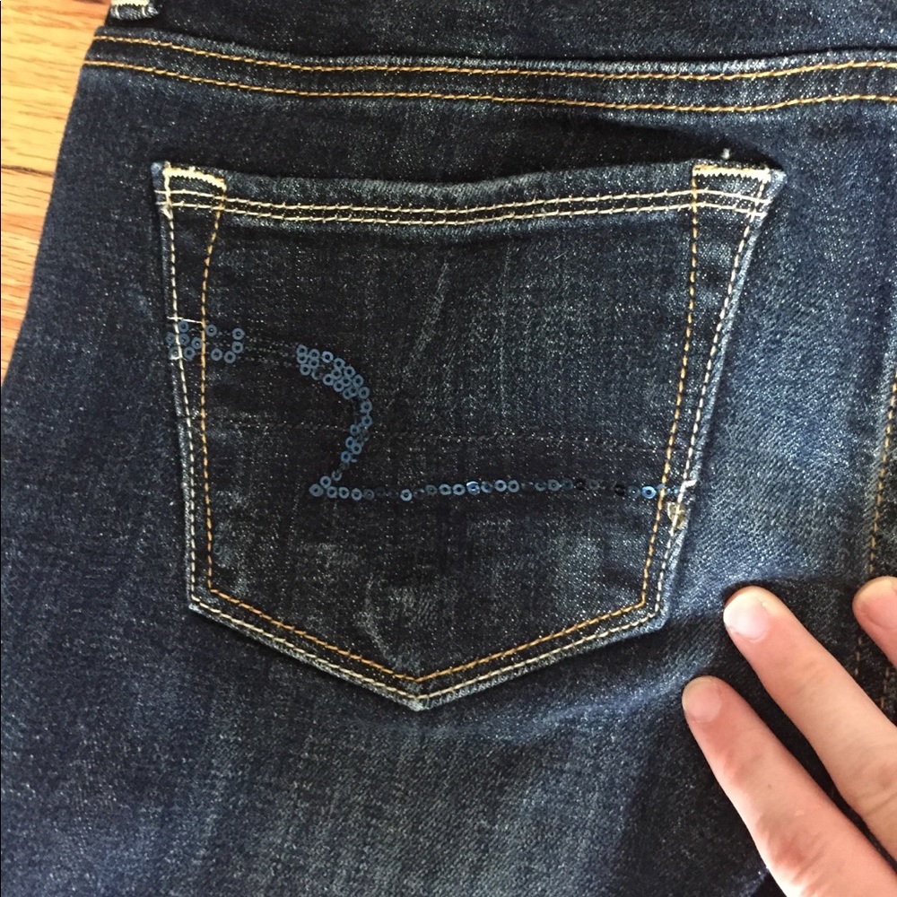 American eagle flare jeans with sequin pockets