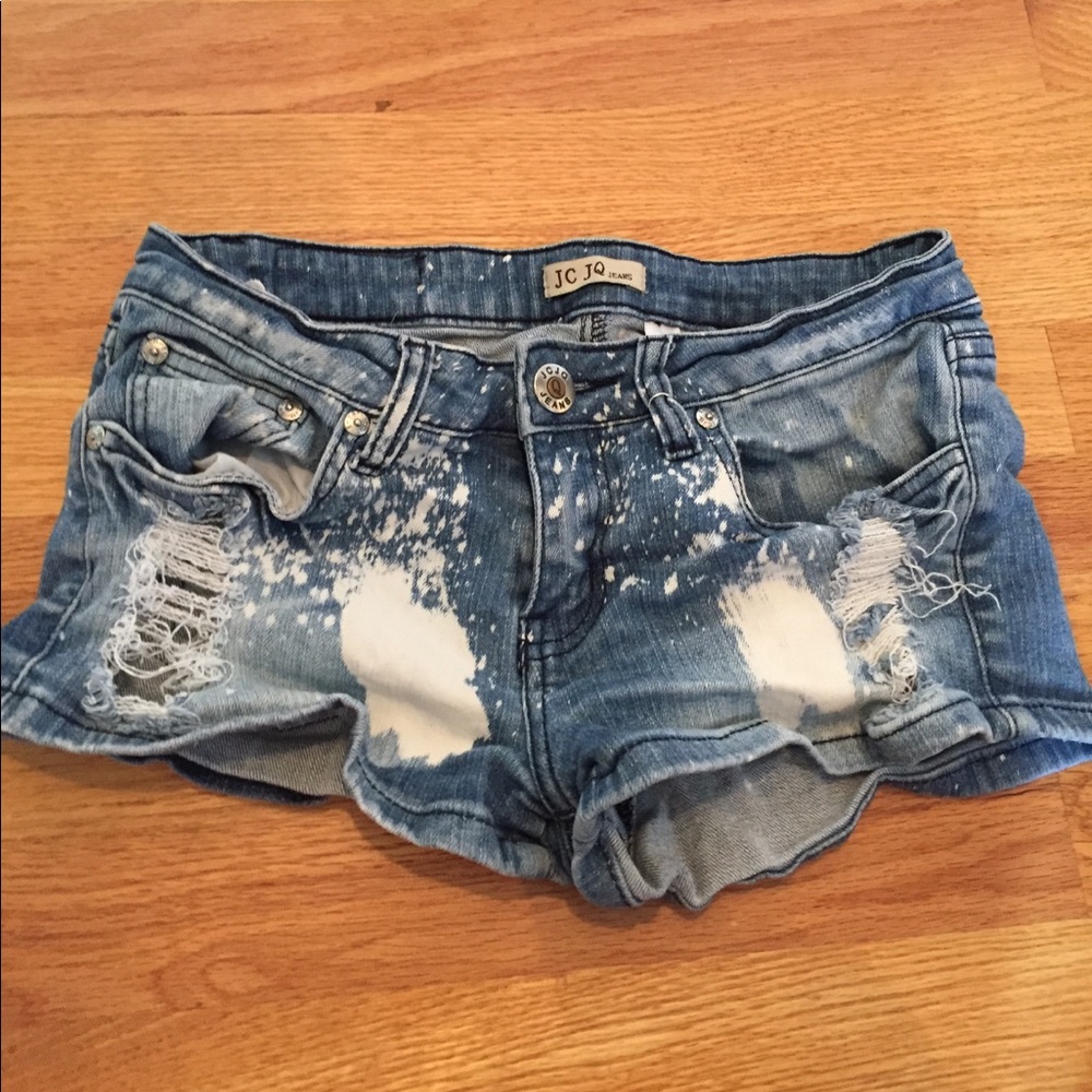 Acid wash jean shorts