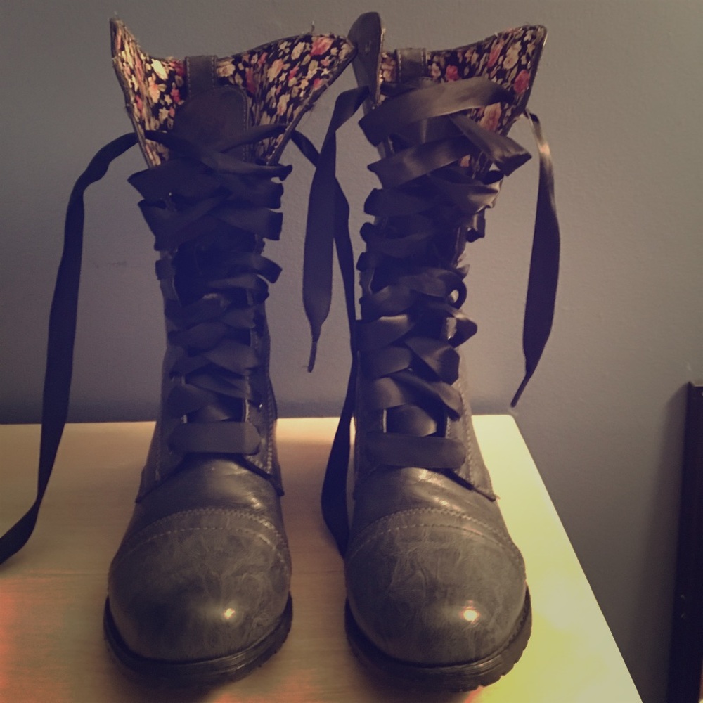 Blue Combat Boots