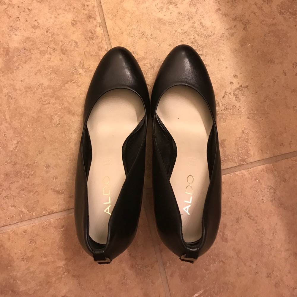 ALDO black leather high heel pump