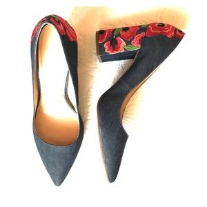 Jessica Simpson Floral / Denim Block Heels