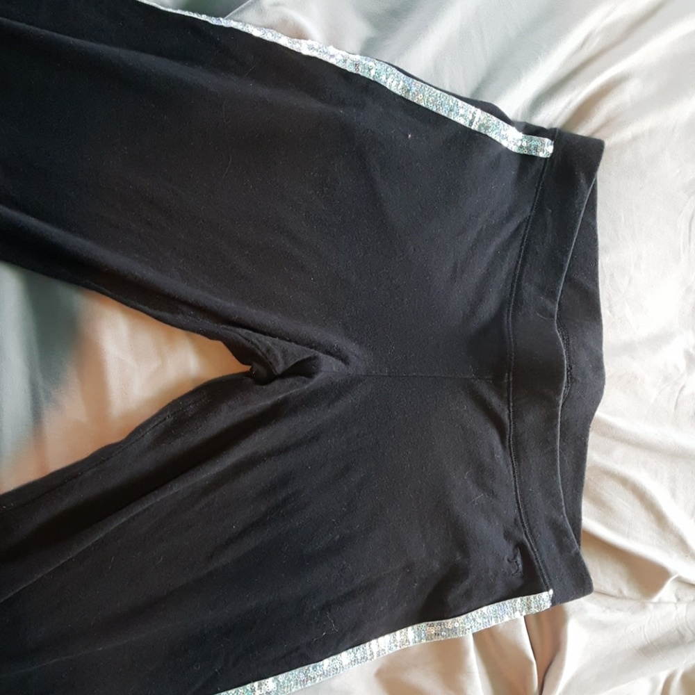Black leggings with sequence strip down both sides