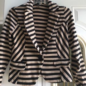 Tan and Black Fun striped cotton blazer
