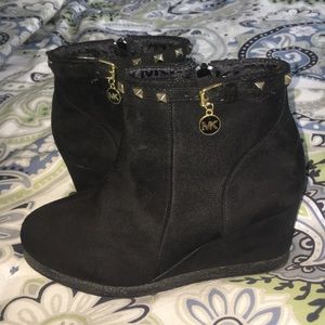 Michael Kors Cara studded black wedge boots