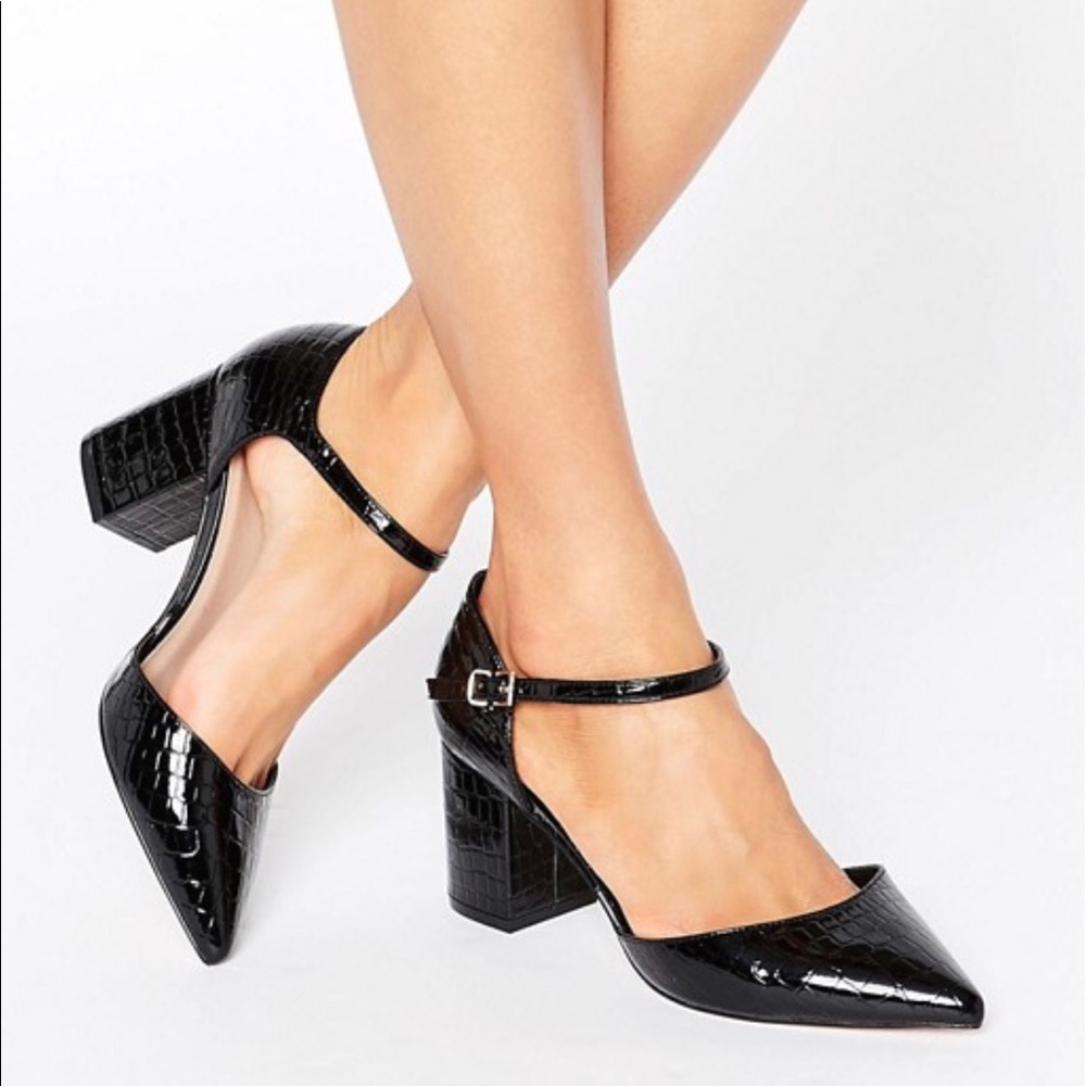 ASOS Black Croc Pointed Heels