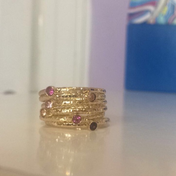 ❤️HP❤️Set Of 6 Stone Embellished Rings - Picture 3 of 6