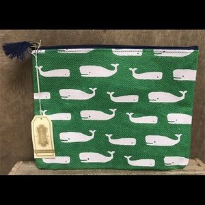 Mud Pie Beachcomber Carry-All Case - Green Whales